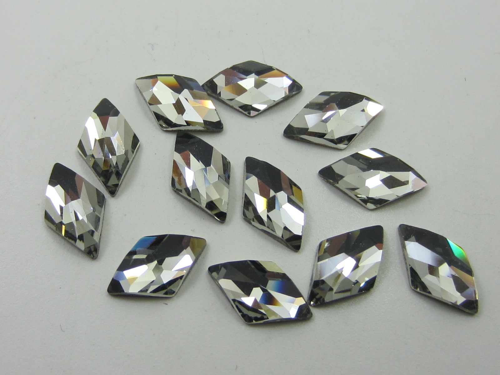 6 Pcs. 10x6mm RHOMBUS BLACK DIAMOND FLATBACK European Rhinestones